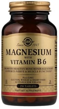 Solgar Magnesium, with Vitamin B6, 250 Tablets Магний, витамин В6