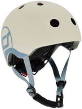 Шлем защитный детский Scoot&Ride светло-серый, с фонариком, 51-55см (S/M) (SR-190605-ASH)