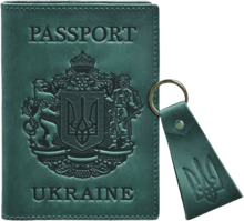 Набор кожаных аксессуаров с украинской символикой BlankNote зеленый (BN-SET-42-UA-iz)