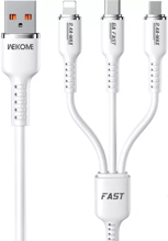 Wk USB Cable to Micro USB/Lightning/Type-C Tint Series Real Silicon Super Fast Charging 66W White (WDC-07th)