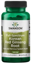 Swanson Korean Red Ginseng Root 400 mg Корінь женьшеню 90 капсул