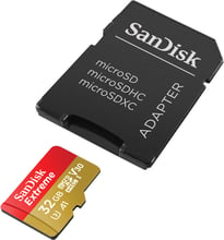 SanDisk 32GB microSDHC Class 10 UHS-I U3 V30 A1 Extreme Action + adapter (SDSQXAF-032G-GN6AA)