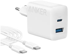 ANKER Wall Charger USB-C+USB-A PowerPort 312 20W with USB-C Cable White (B2348G21)