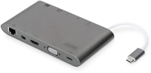 Digitus Adapter USB-C to HDMI+VGA+miniDisplayPort+3xUSB+USB-C+SD+TF+RJ54+3.5mm Grey (DA-70875)