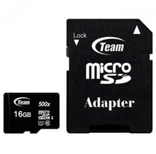 Team 16GB microSDHC Class 10 UHS-I U1 500X + adapter (TUSDH16GCL10U03)