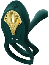 Смартэрекционное кольцо Zalo - BAYEK Turquoise Green, двойное с вводимой частью, пульт ДУ