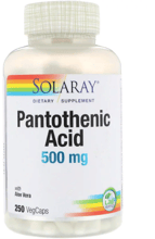 Solaray, Pantothenic Acid, 500 mg, 250 VegCaps (SOR-04381)