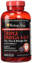 Puritan's Pride Maximum Strength Triple Omega 3-6-9 Fish, Flax & Borage Oils 240 caps