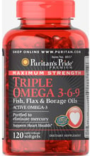 Puritan's Pride Maximum Strength Triple Omega 3-6-9 Fish, Flax & Borage Oils 120 caps