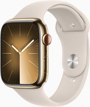 Apple Watch Series 9 45mm GPS+LTE Gold Stainless Steel Case with Starlight Sport Band