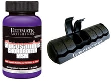 Ultimate Nutrition Glucosamine & Chondroitin & MSM 90 tabs + Таблетница Ultimate Nutrition Pill Box