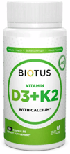 Biotus Vitamin D3 Plus K2 with Calcium Витамин D3 плюс К2 с Кальцием 60 капсул