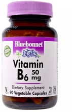Bluebonnet Nutrition Vitamin B6 50 mg Витамин B6 90 вегетарианских капсул