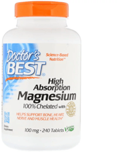 Doctor's Best High Absorption Magnesium 100% Chelated 240 Tabs (DRB-00087)