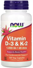 Now Foods Vitamin D-3 & K-2 120 veg caps