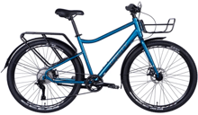 Велосипед ST 27.5" Dorozhnik UTILITY под кассету рама с багажником задн St с корзиной St с крылом Pl 2024 (синий) (OPS-D-27.5-001)