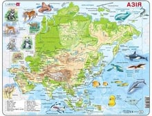 Пазл рамка-вкладыш LARSEN Карта Азии с животными (на украинском языке), серия МАКСИ A30-UA