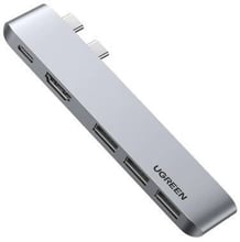 Ugreen Adapter CM251 Dual USB-C to 3xUSB3.0+HDMI+USB-C Space Gray (60559)