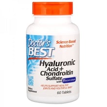 Doctor's Best Best Hyaluronic Acid with Chondroitin Sulfate Гиалуроновая кислота с сульфатом хондроитина и коллагеном 60 таблеток