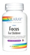 Solaray Focus For Children 60 Chewables Grape Flavor Поддержка развивающегося мозга детей, со вкусом винограда