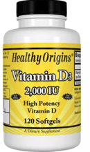 Healthy Origins Vitamin D3, 2000 IU, 120 Softgels (HO15374)