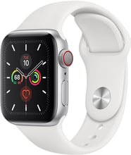 Apple Watch Series 5 40mm GPS+LTE Silver Aluminum Case with White Sport Band (MWWN2)