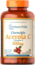 Puritans Pride Chewable Acerola with Vitamin C 500 mg Ацерола с витамином С со вкусом ягод 60 жевательный таблеток