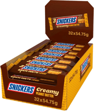 Упаковка батончиков Snickers Creamy с арахисовой пастой 32x54.75 г (УП5900951286605)