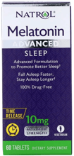 Natrol Melatonin, Advanced Sleep, Time Release, 10 mg, 60 Tablets (NTL-05964)
