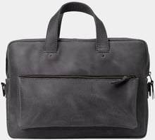 INCARNE Handmade Leather Laptop bag Biz Grey for MacBook 15-16"