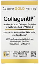 California Gold Nutrition CollagenUp, Marine Hydrolyzed Collagen + Hyaluronic Acid + Vitamin C, Unflavored, 10 Packets, 0.18 oz (5.15 g) Each