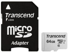 Transcend 64GB microSDXC Class 10 UHS-I U1 + adapter (TS64GUSD300S-A)