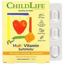 ChildLife Multi Vitamin SoftMelts Мультивитамины для детей Натуральный Апельсин 27 таблеток