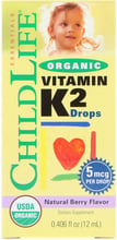 ChildLife, Organic, Vitamin K2 Drops, Natural Berry Flavor, 0.406 fl oz (12 ml) (CDL14500)
