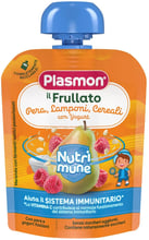 Пюре Plasmon Nutrimune Pouch Pear And Raspberry груша малина злаки с йогуртом 85 г (1136142)