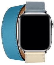 Apple Watch Series 4 Hermes 40mm GPS+LTE Stainless Steel Case with Bleu Lin/Craie/Bleu/Nord Swift Doubl Tour (H078731CJAD)