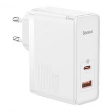 Baseus Wall Charger GaN5 Pro USB+USB-C 100W White with USB-C Сable (CCGP090202)