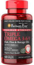 Puritan's Pride Maximum Strength Triple Omega 3-6-9 Fish, Flax & Borage Oils 60 caps