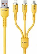 Wk USB Cable to Micro USB/Lightning/Type-C Tint Series Real Silicon Super Fast Charging 66W Yellow (WDC-07th)