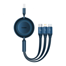 Baseus USB Cable to Micro USB/Lightning/Type-C Bright Mirror 2 Series Retractable 66W 1.1m Blue (CAMJ010103)