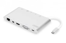 Digitus Adapter USB-C to USB-C+ VGA+3xUSB 3.0+HDMI+RJ45+MiniDP Silver (DA-70861)