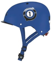 Шлем защитный детский GLOBBER, Гонки синий, с фонариком, 48-53см (XS/S) (507-100)
