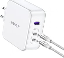 Ugreen Wall Charger 2xUSB-C+USB CD289 GaN 140W with USB-C Cable White (15339)