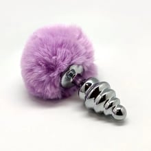 Металевий анальний затор Кролячий хвостик Alive Fluffly Twist Plug S Purple: Для кого Унисекс