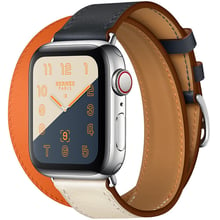 Apple Watch Series 4 Hermes 40mm GPS+LTE Stainless Steel Case with Indigo/Craie/Orange Swift Leather Double Tour (MU7K2): Цвет серебристый (Silver)