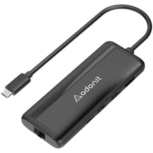 Адаптер Adonit Adapter USB-C to USB-C+HDMI+RJ45+2xUSB3.0+SD Black (3183-17-07-A)