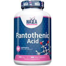 Haya Labs Pantothenic Acid 500 mg Пантотенова кислота 100 веганських капсул: Тип Витамин B