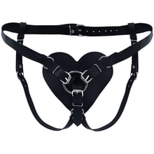 Трусики Серце для страпону з натуральної шкіри Feral Feelings - Hearts Strap-on Belt Black: undefined undefined