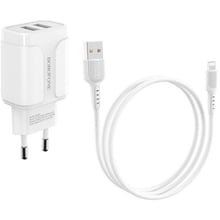 Зарядное устройство Borofone Wall Charger 2xUSB BA37A Speedy 2.4A White with Lightning Cable (BA37ALW): Кабель в комплекте Lightning