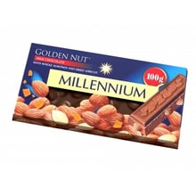 Шоколад Millennium Golden Nut молочний з цілим мигдалем і курагою 100 г (4820240031666): Вага, г 100